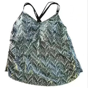 Ava & Viv Chevron Print Cross‎ Strap Ruched Side Soft Cup Bra       Tankini 22W